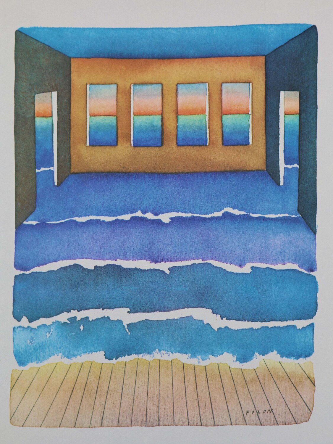 Vue sur mer Jean Michel Folon Print for sale