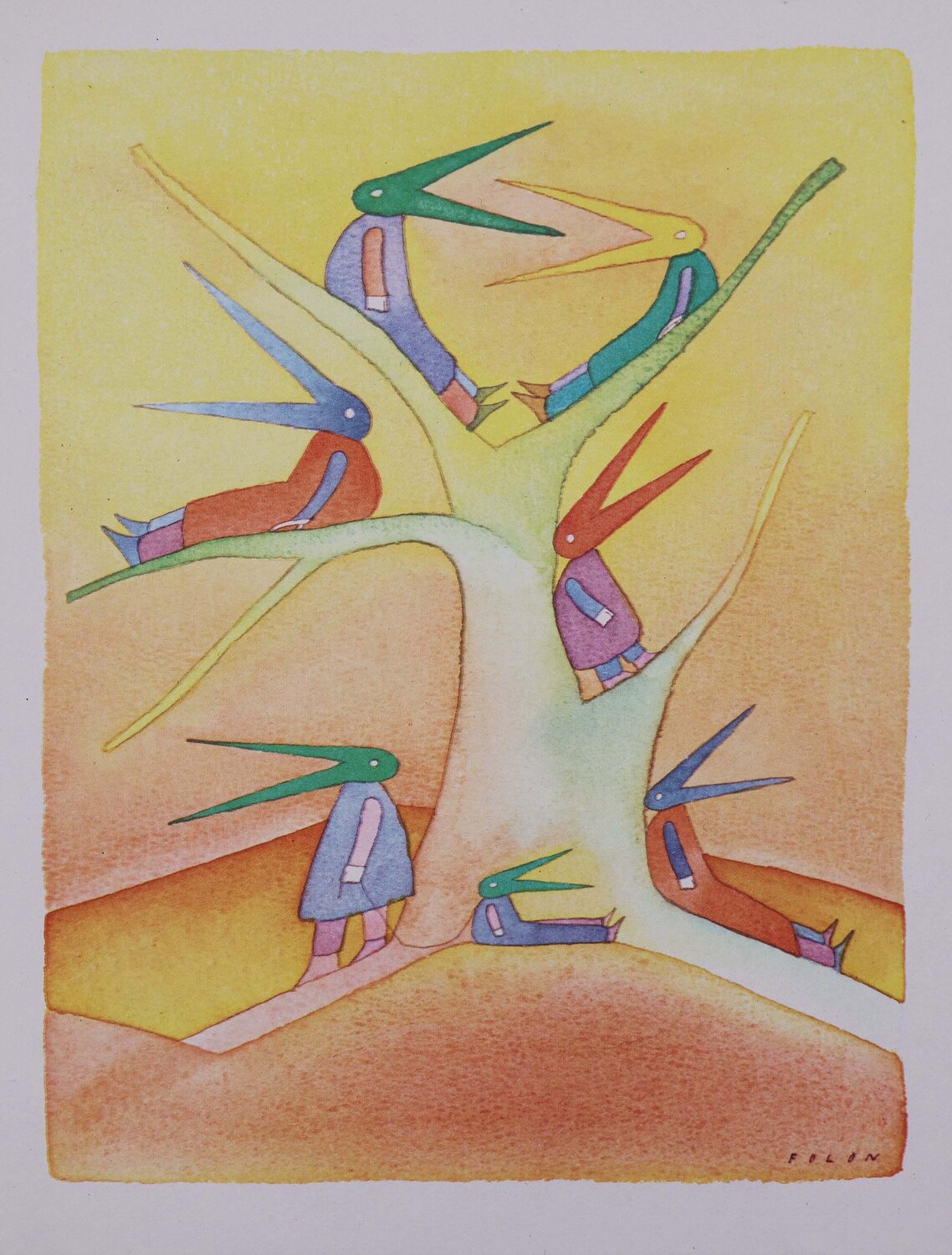 L'arbre aux oiseaux Jean Michel Folon Afdruk te koop