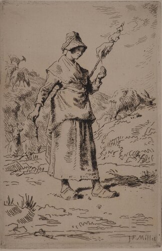 La paysanne, Gravure originale signée di Jean-François Millet, Stampa in vendita su Singulart