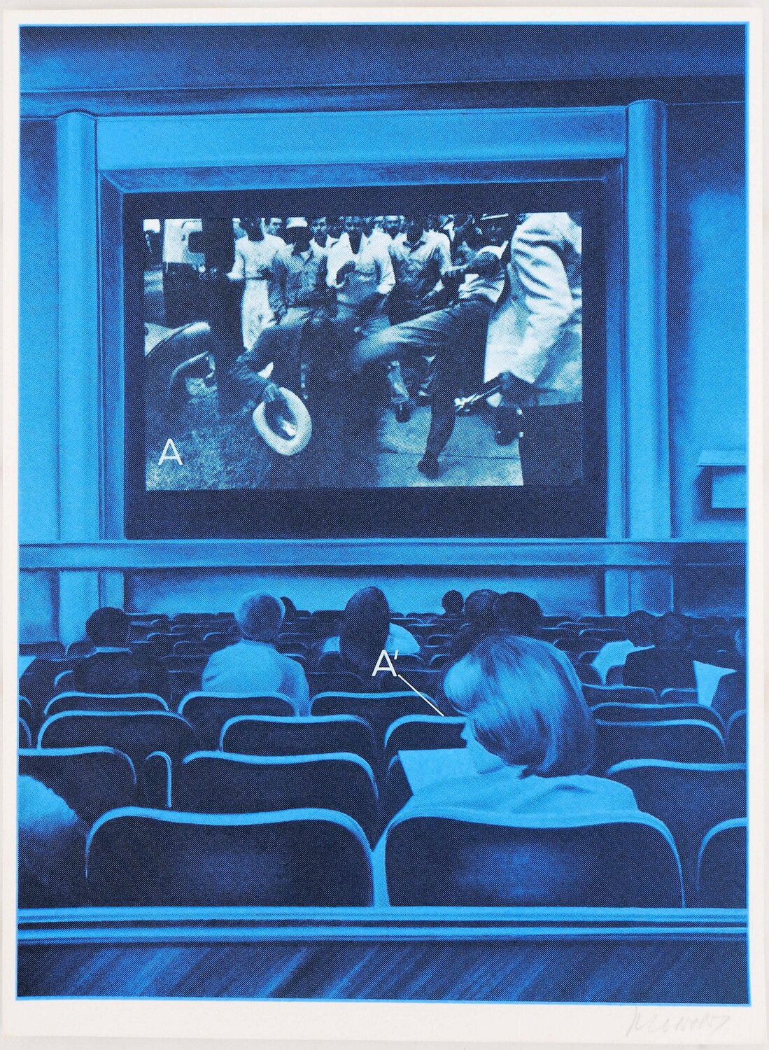 Cinéma à Hollywood, Sérigraphie originale signée Jacques Monory Stampa in vendita