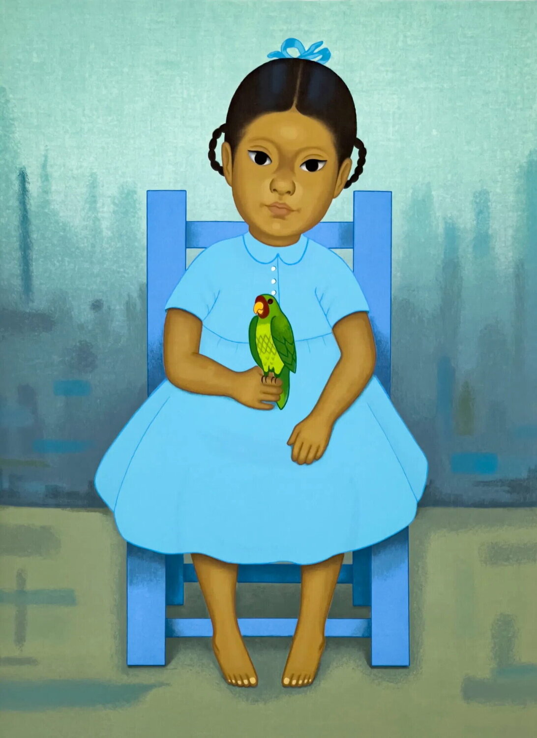Chica con pajaro Gustavo Montoya
