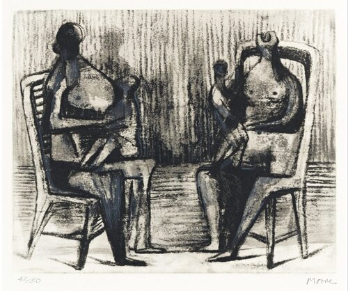 Two Seated Figures with Children by Henry Moore, Print for Sale on Singulart