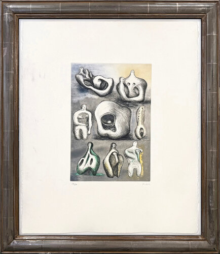 Eight Sculpture Ideas (framed hand signed etching) by Henry Moore, Print for Sale on Singulart