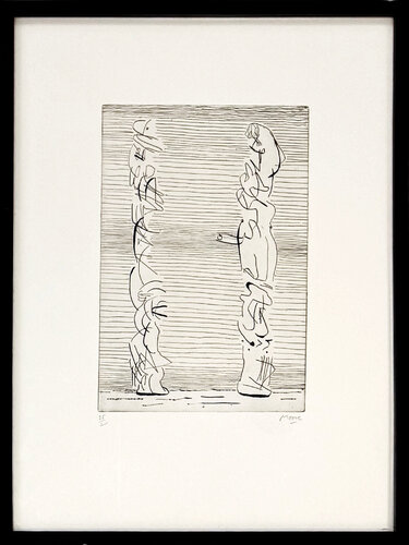 Two Tall Figures, Man And Woman (framed hand signed etching) van Henry Moore, Afdruk te koop op Singulart