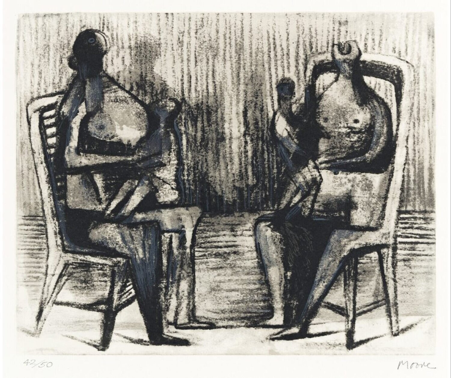 Two Seated Figures with Children Henry Moore Édition à vendre