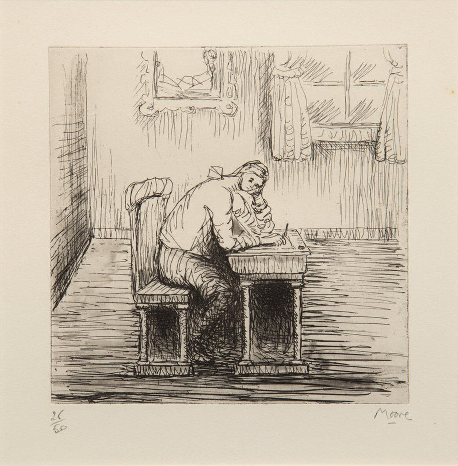 Girl Doing Homework II Henry Moore Édition à vendre