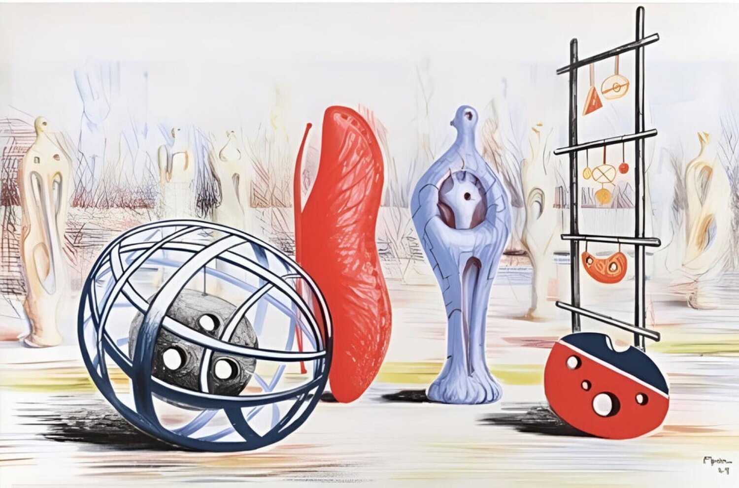 Scultpural Objects School Henry Moore Print for sale
