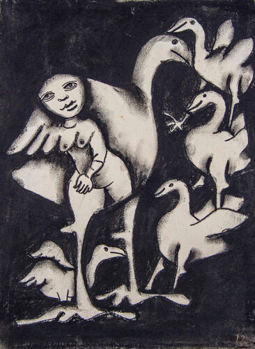 Nude with Birds di Mirka Mora, Opera su carta in vendita su Singulart