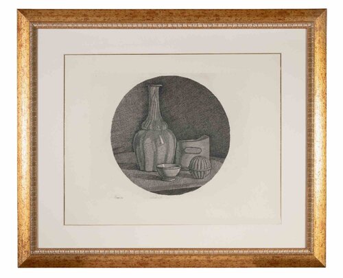 Grande Natura Morta Circolare con Bottiglia e Tre Oggetti van Giorgio Morandi, Afdruk te koop op Singulart
