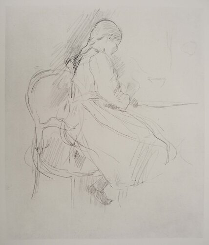 Petite fille étudiant Berthe Morisot