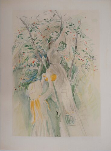 Jeunes filles cueillant des cerises von Berthe Morisot, Druck kaufen auf Singulart