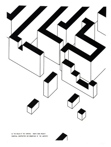 Inmate Work Project: Perpetual Construction and Dismantling of the Labyrinth  di Robert Morris, Stampa in vendita su Singulart