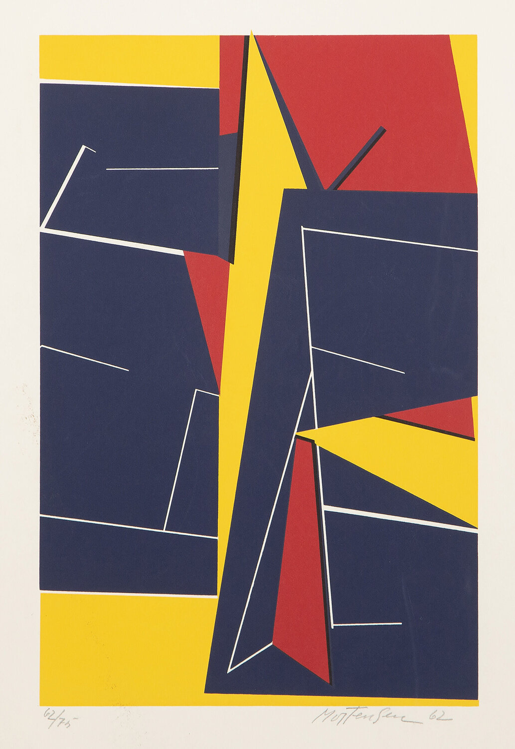 Red, Blue and Yellow Composition Richard Mortensen Stampa in vendita