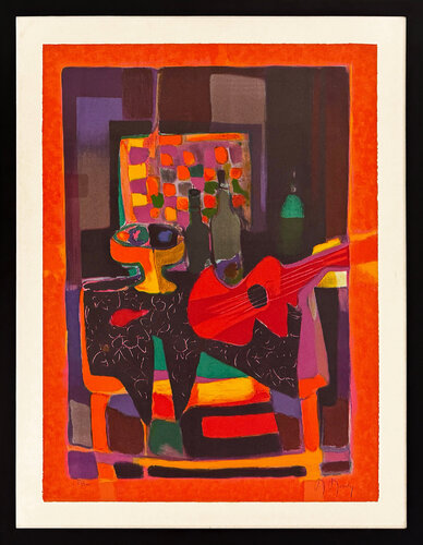 Nature Morte a La Guitare, Hand Signed Lithograph, Edition of 300, Framed von Marcel Mouly, Druck kaufen auf Singulart