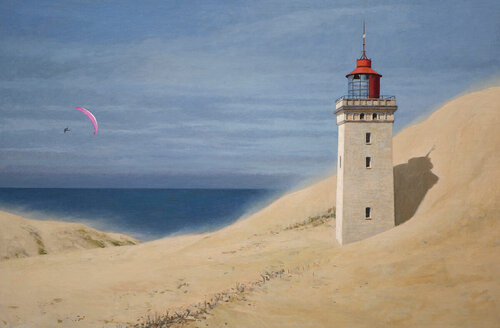 Rubjerg Knude Lighthouse par Guillermo Muñoz Vera, Peinture en vente sur Singulart