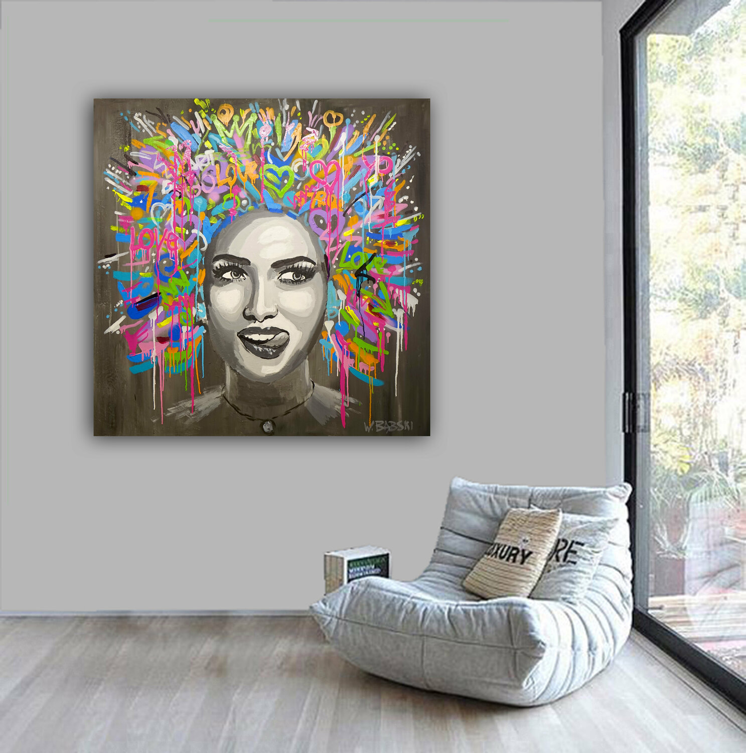 Graffiti Face de Wojtek Babski (2021): Pintura Acrílico, Pintura en spray  en Lienzo - Singulart, image size:1487x1500