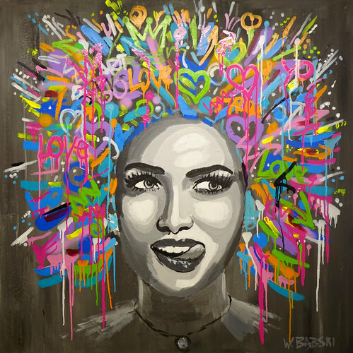 Graffiti Face van Wojtek Babski, Schilderij te koop op Singulart