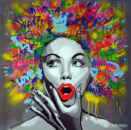 Graffiti Face 2 van Wojtek Babski, Schilderij te koop op Singulart