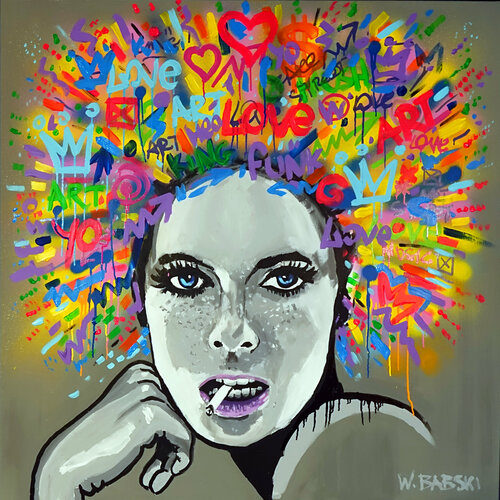 Graffiti Face 3 van Wojtek Babski, Schilderij te koop op Singulart