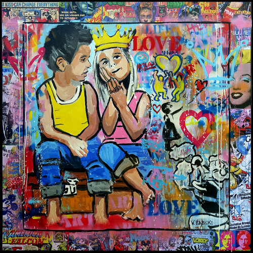 A Kiss Can Change Everything van Wojtek Babski, Schilderij te koop op Singulart