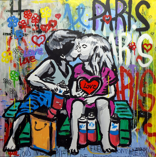 Love in Paris di Wojtek Babski, Pittura in vendita su Singulart