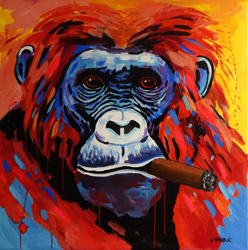 Red Gorilla von Wojtek Babski, Malerei kaufen auf Singulart