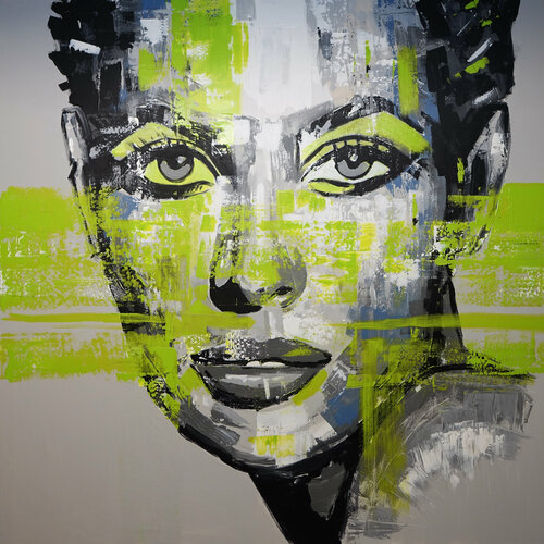 Green Face di Wojtek Babski, Pittura in vendita su Singulart