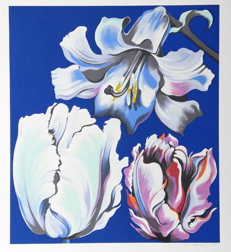 Flowers on Blue de Lowell Nesbitt, Impresión a la venta en Singulart
