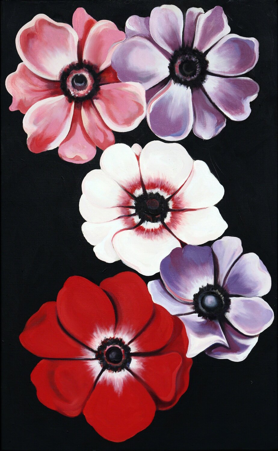 Five Anemones Lowell Nesbitt Dipinto originale in vendita