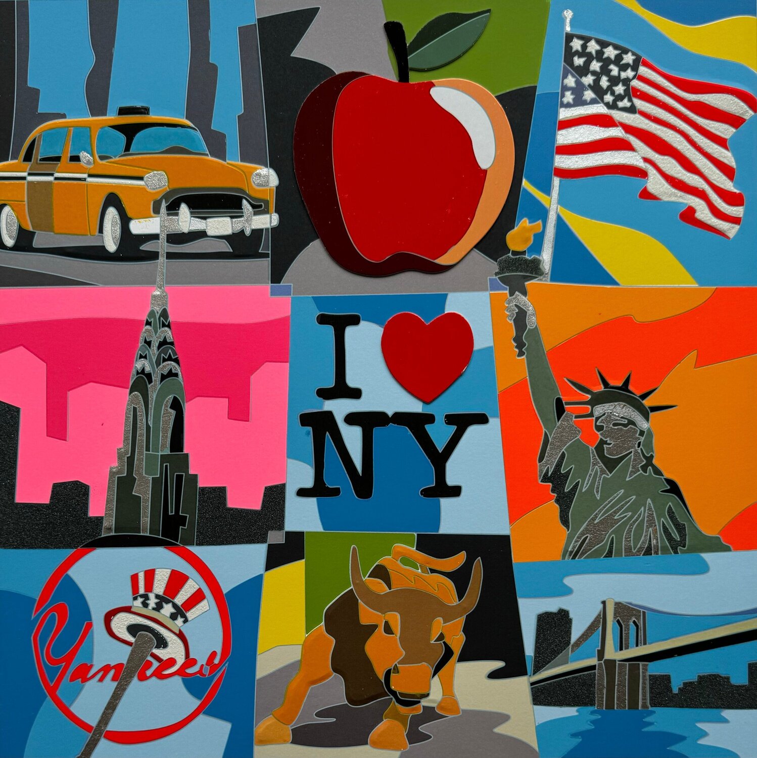 Fantasia New York Ugo Nespolo Druck zu verkaufen