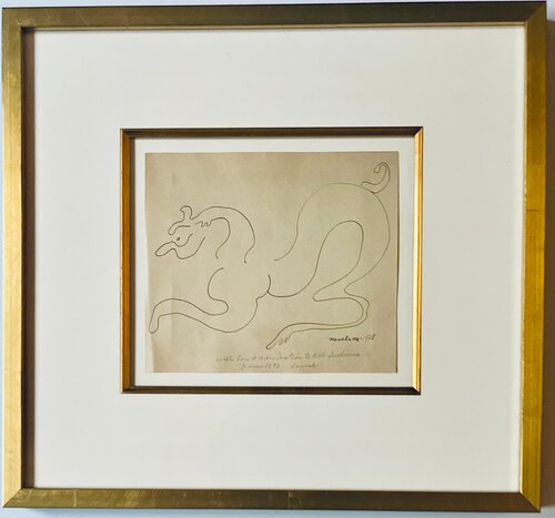 Louise Nevelson - early horse drawing, signed and inscribed to Robert Indiana in 1970, then signed and inscribed on the verso by Robert Indiana to his caretaker von Louise Nevelson, Werk auf Papier kaufen auf Singulart
