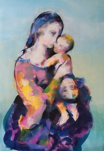 Madonna and child 7 van Marina Del Pozo, Schilderij te koop op Singulart