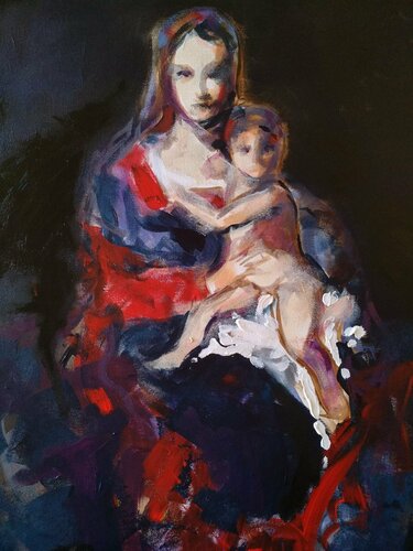 Pequeña Madonna 3 van Marina Del Pozo, Schilderij te koop op Singulart