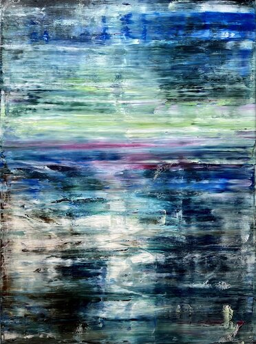 Sunset at the North Atlantic Ocean, abstract informal no 2069-4 di Robert H N Rich, Pittura in vendita su Singulart