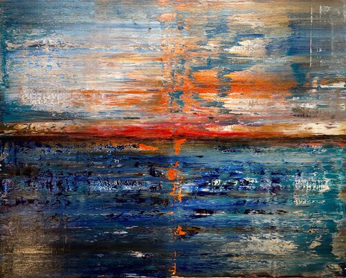 Sunset at the North Atlantic Ocean, abstract informal no 2105-6 von Robert H N Rich, Malerei kaufen auf Singulart
