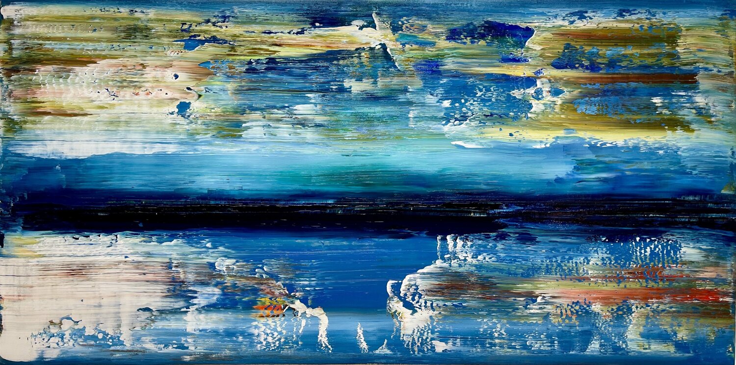 Sea horizon in deep blue waters, 2021-2041-4 Robert H N Rich Originalgemälde zu verkaufen