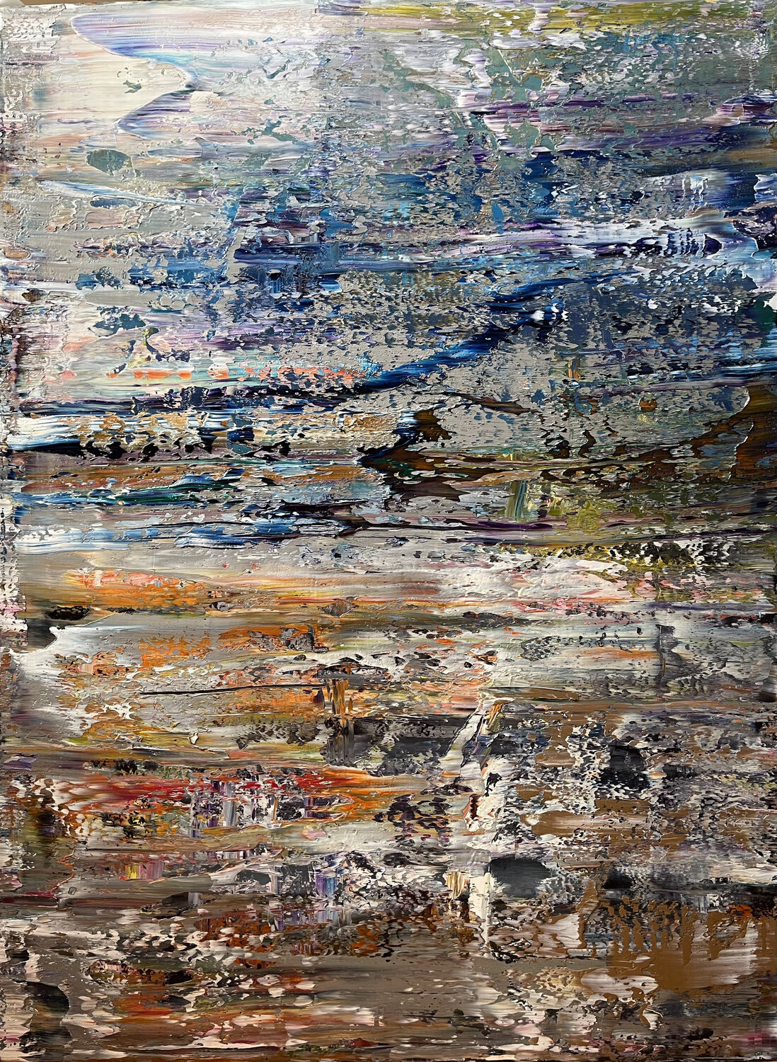 Sunset at the North Atlantic Ocean, abstract informal no 2069-5 Robert H N Rich Peinture originale à vendre