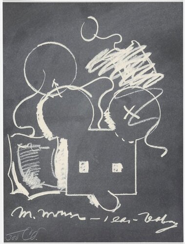 Claes Oldenburg M.Mouse (with) 1 Ear (equals) Tea Bag Blackboard Version (1965) de Claes Oldenburg, Impresión a la venta en Singulart
