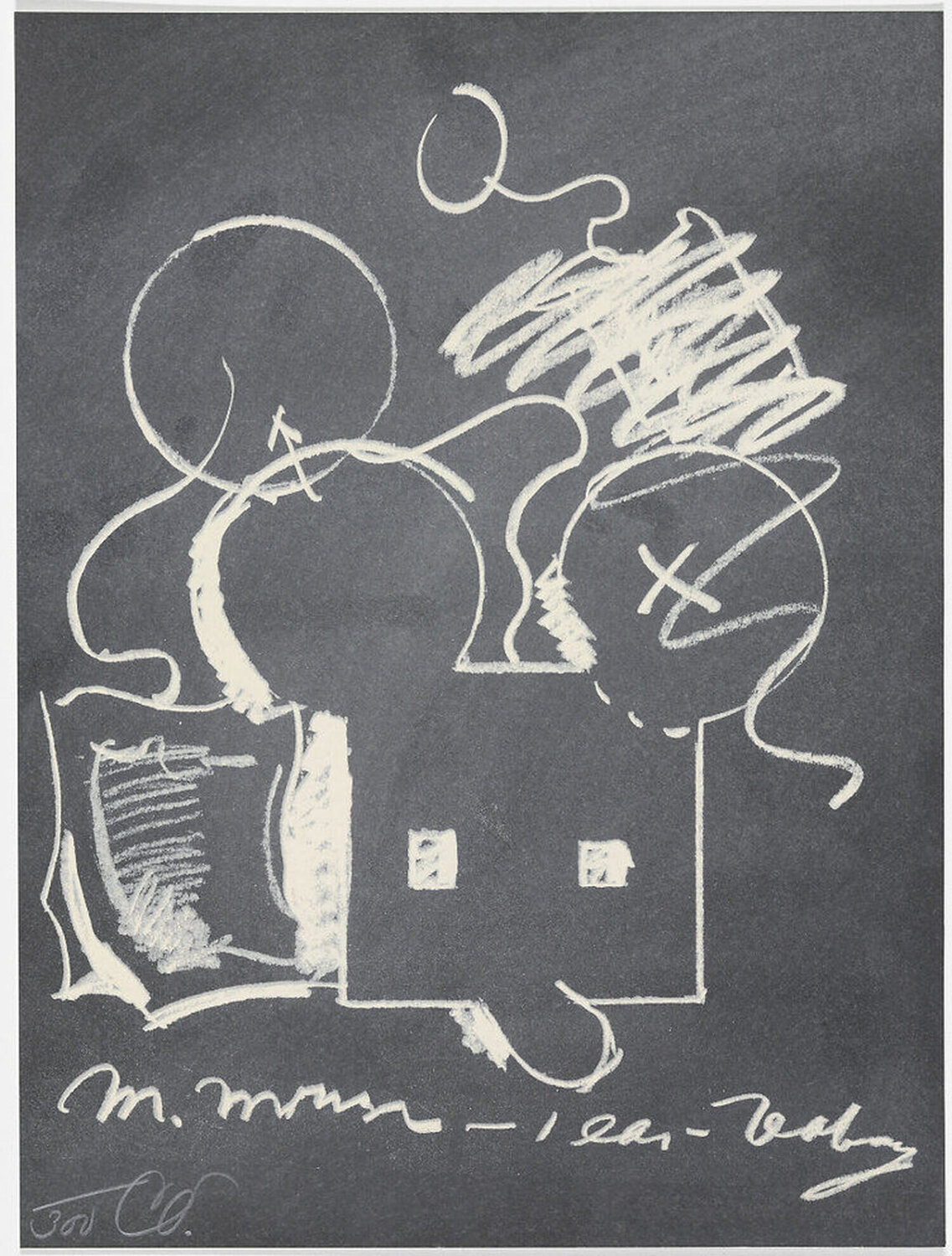 Claes Oldenburg M.Mouse (with) 1 Ear (equals) Tea Bag Blackboard Version (1965) Claes Oldenburg Stampa in vendita