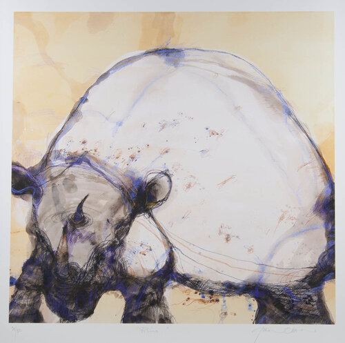 White Rhino van John Olsen, Afdruk te koop op Singulart
