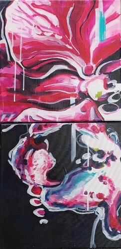 Black Orchid / diptych van Gabriela Holcer, Schilderij te koop op Singulart