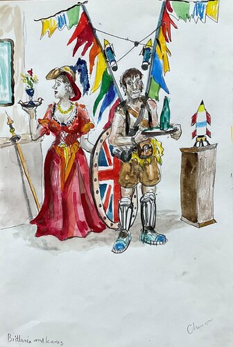 Brittania and Icarus van Christopher Orr, Werk op papier te koop op Singulart