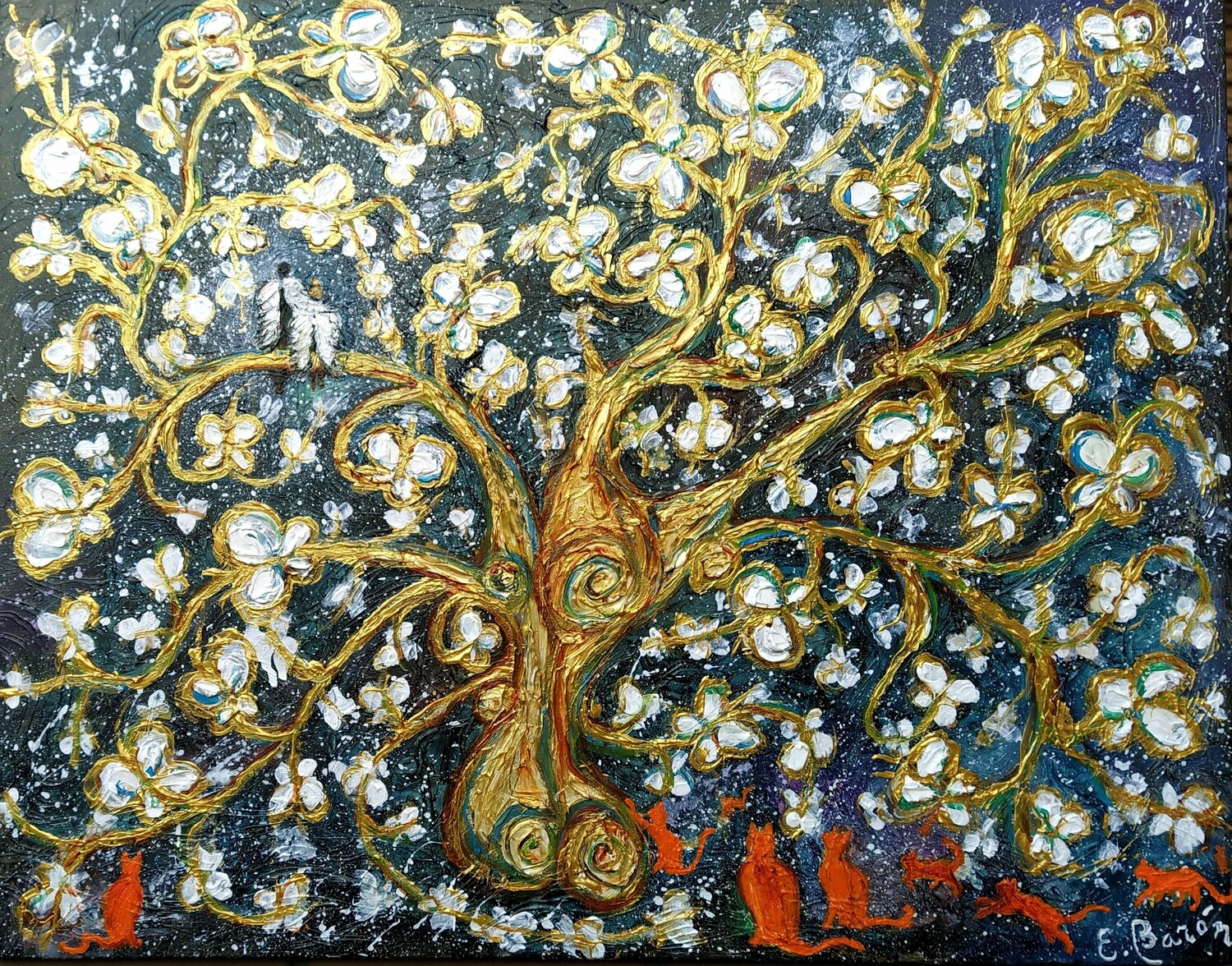 El árbol de las mariposas balncas Elena Barón Dipinto originale in vendita