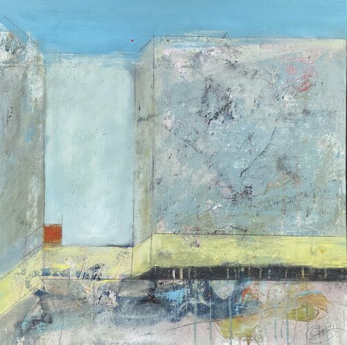 Interiors-Orange Block van Theresa Vandenberg Donche, Schilderij te koop op Singulart