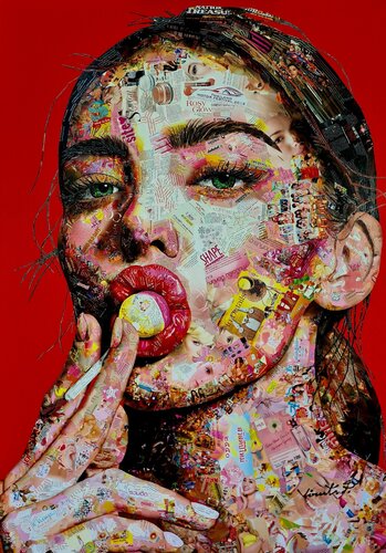 Red lollipop gal II by Virut Panchabuse, Painting for Sale on Singulart