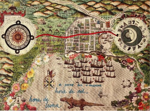 Soly y Luna (Luna Azteca) von Cecilia Paredes, Textil kaufen auf Singulart