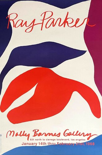 Ray Parker at Molly Barnes: Rare vintage 1960s LA exhibition poster von Ray Parker, Druck kaufen auf Singulart