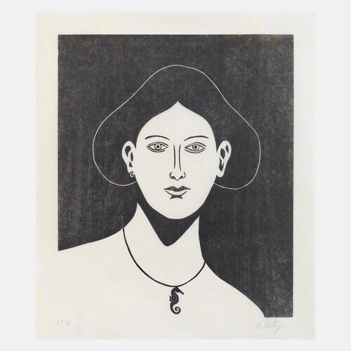 Portrait With A Seahorse Necklace von Nicolas Party, Druck kaufen auf Singulart