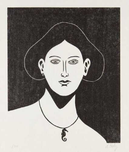 Portrait With a Seahorse Necklace von Nicolas Party, Druck kaufen auf Singulart