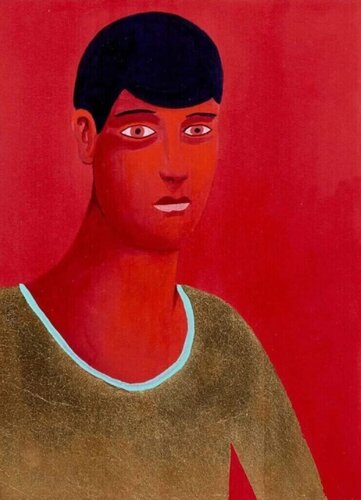 Untitled, Red Portrait di Nicolas Party, Pittura in vendita su Singulart